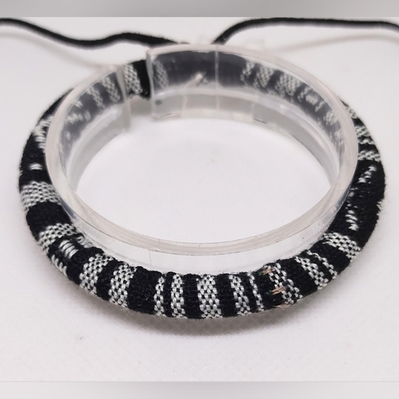 Men's Bracelet Striped Punk New f33 Black - Picture 1 of 1